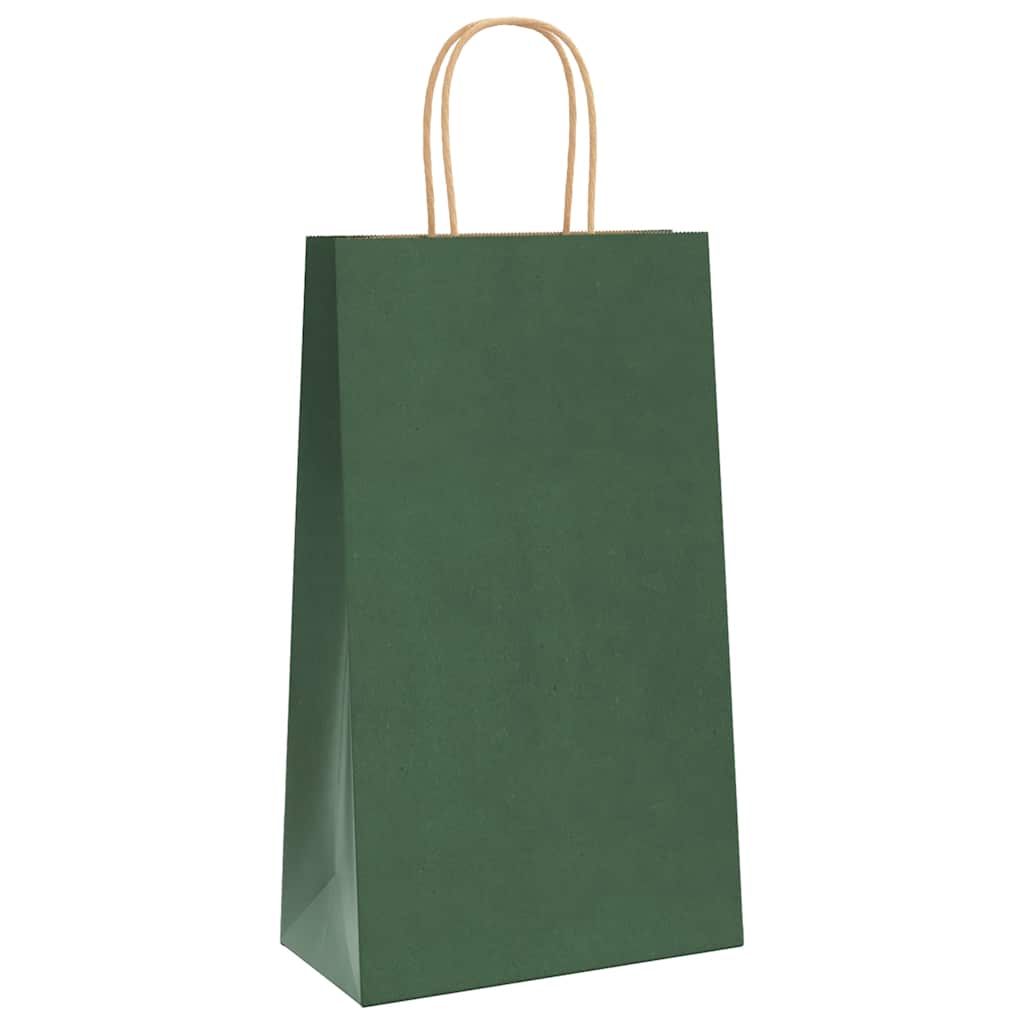 VidaXL sacs en papier 50 pcs avec poignées 21x11x36 cm vert