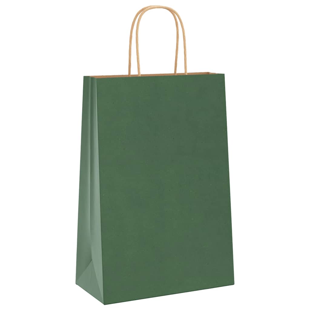 VidaXL sacs en papier 250 pcs avec poignées 21x11x31 cm vert