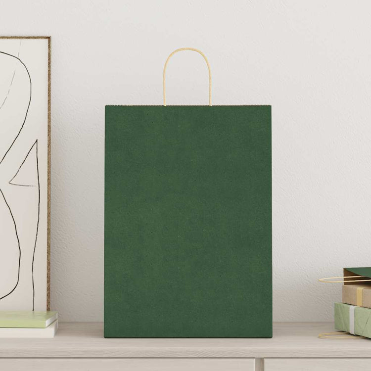 VidaXL sacs en papier 250 pcs avec poignées 32x17x44 cm vert