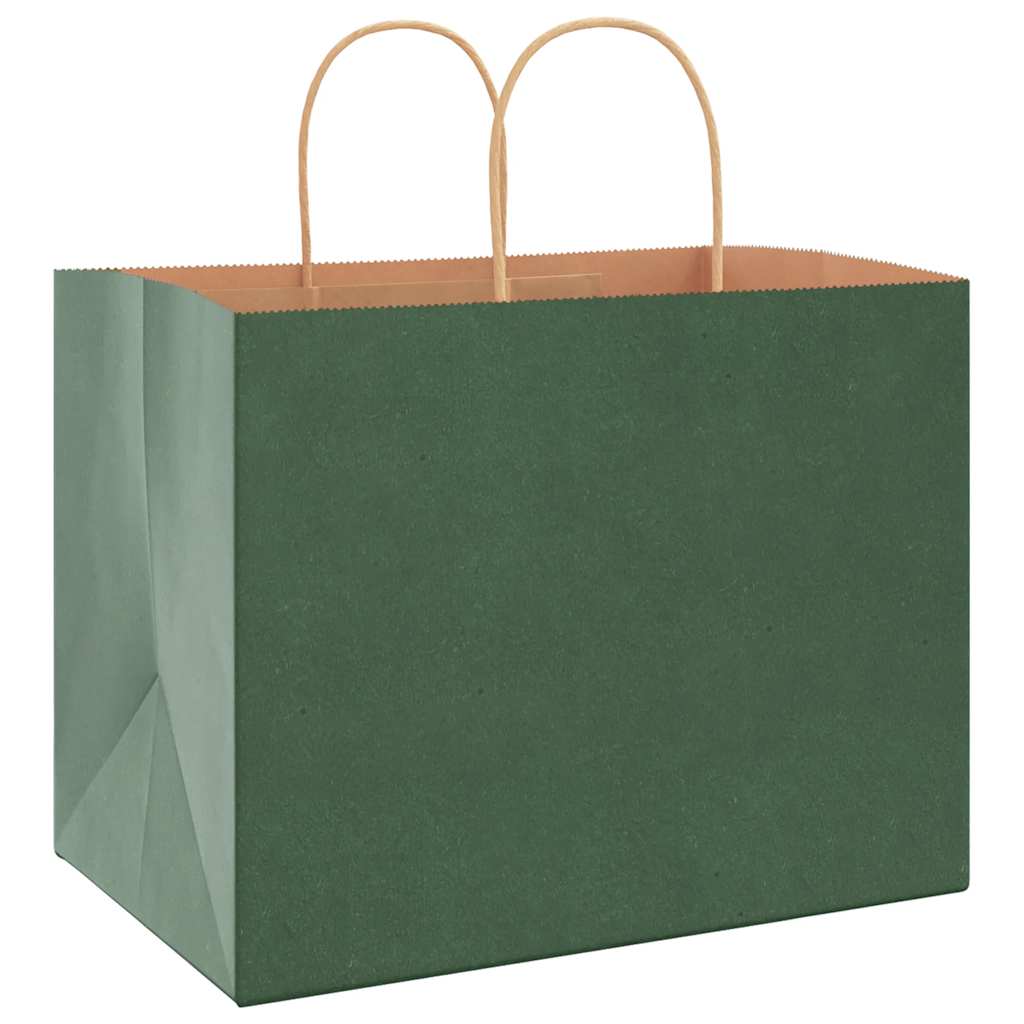 VidaXL sacs en papier 250 pcs avec poignées 32x22x24 cm vert