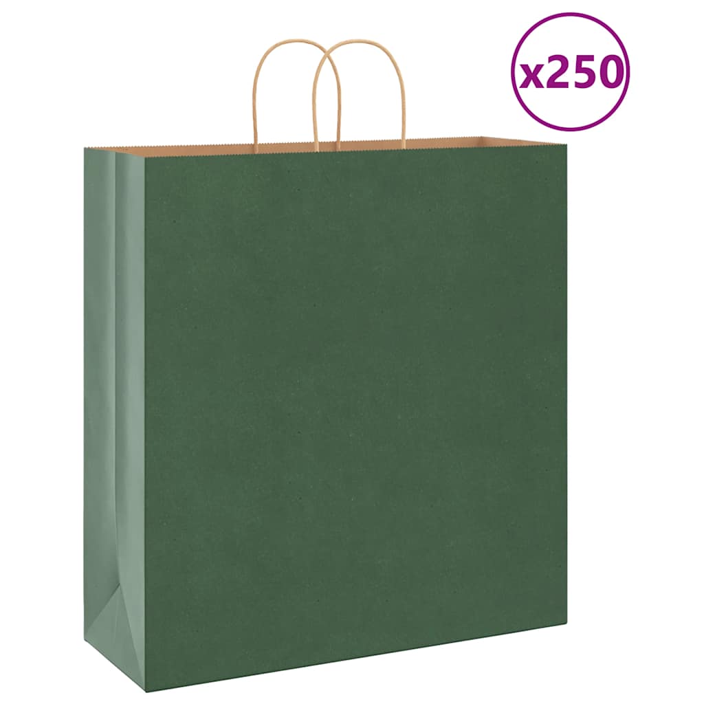 VidaXL sacs en papier 250 pcs avec poignées 45x17x48 cm vert