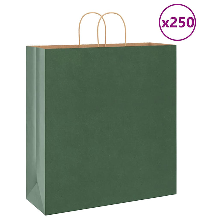 VidaXL sacs en papier 250 pcs avec poignées 45x17x48 cm vert