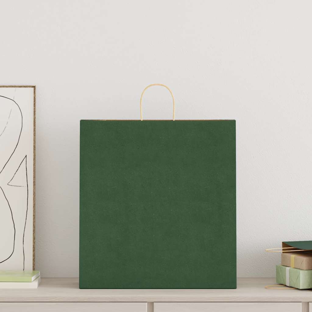 VidaXL sacs en papier 250 pcs avec poignées 45x17x48 cm vert