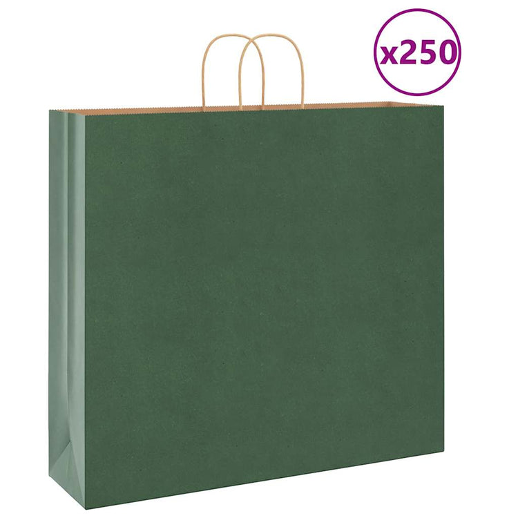 VidaXL sacs en papier 250 pcs avec poignées 54x15x49 cm vert