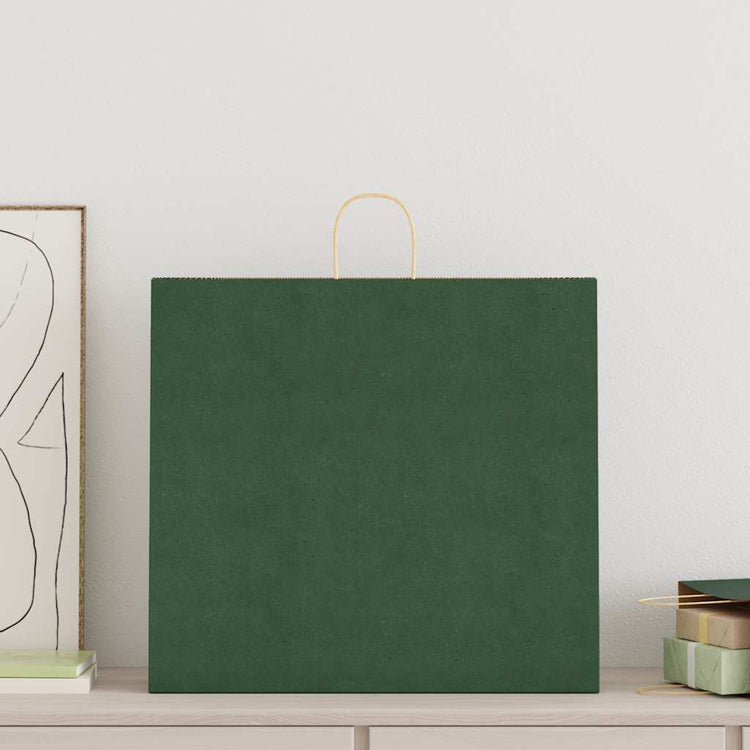 VidaXL sacs en papier 250 pcs avec poignées 54x15x49 cm vert