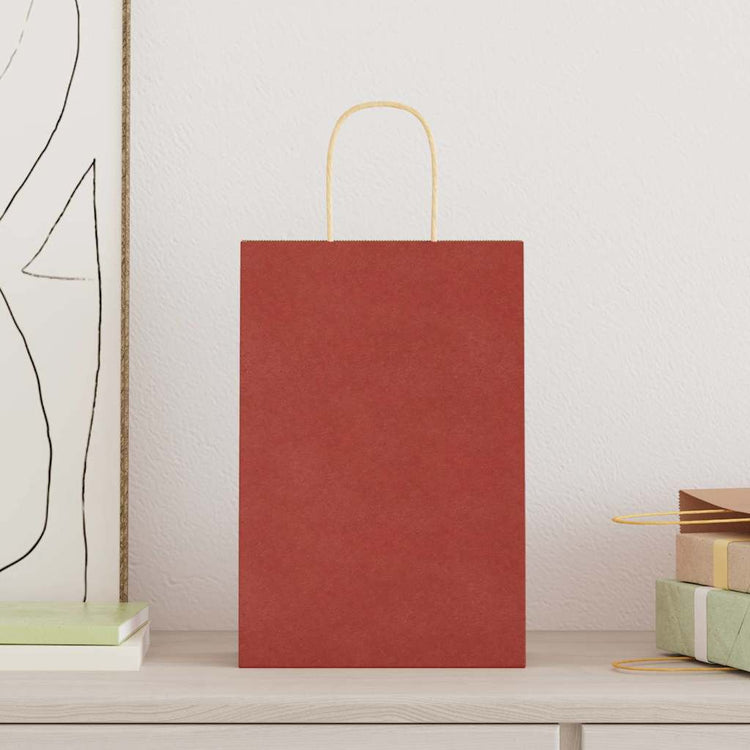 VidaXL sacs en papier 250 pcs avec poignées 21x11x31 cm rouge