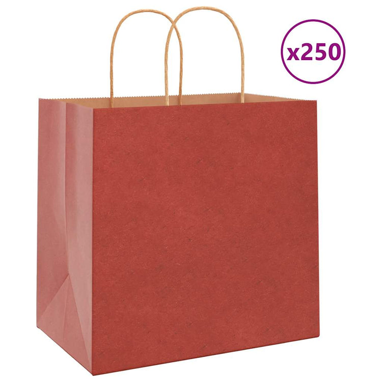 VidaXL sacs en papier 250 pcs avec poignées 26x17x25 cm rouge