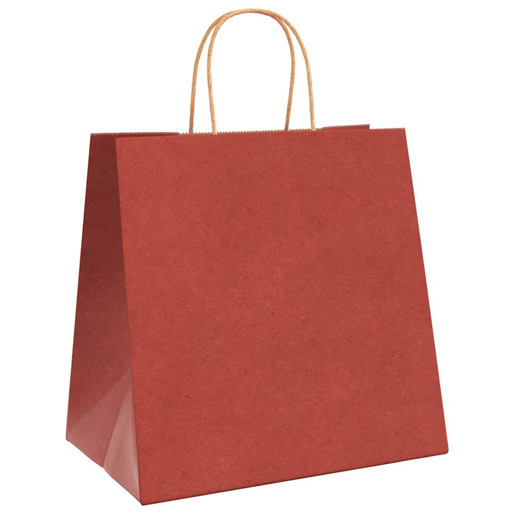 VidaXL sacs en papier 250 pcs avec poignées 26x17x25 cm rouge