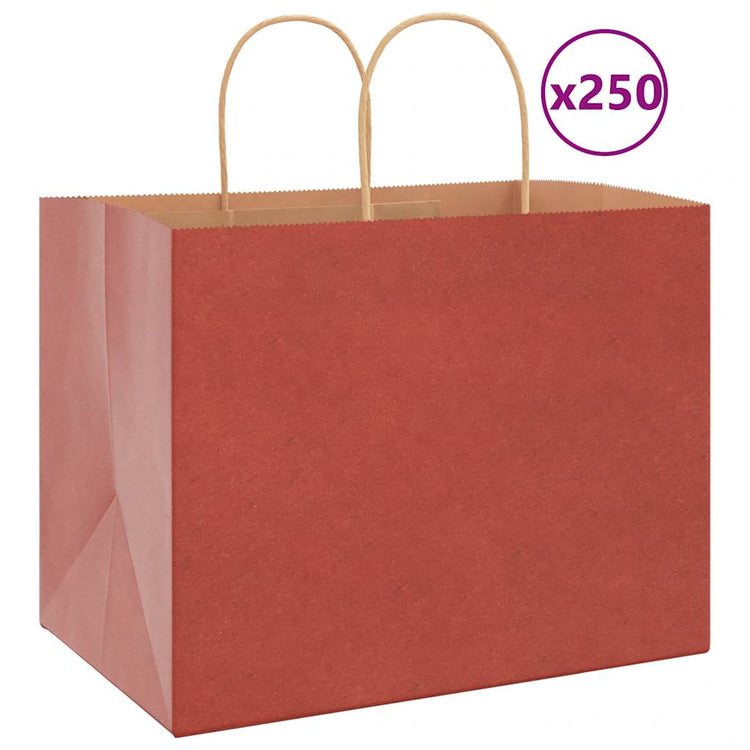 VidaXL sacs en papier 250 pcs avec poignées 32x22x24 cm rouge