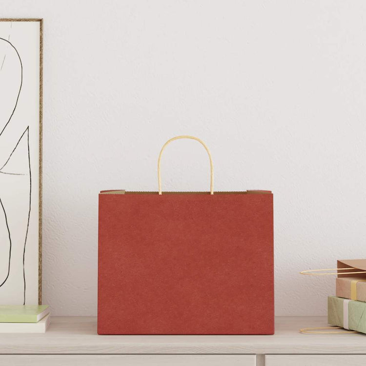 VidaXL sacs en papier 250 pcs avec poignées 32x22x24 cm rouge