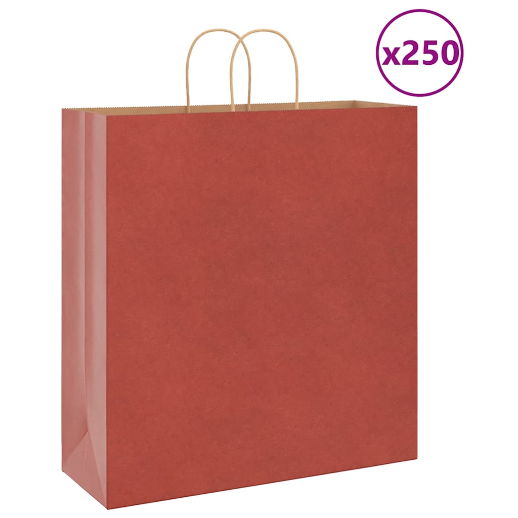 VidaXL sacs en papier 250 pcs avec poignées 45x17x48 cm rouge