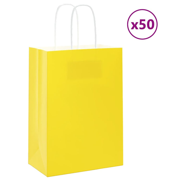 VidaXL sacs en papier 50 pcs avec poignées 15x8x21 cm jaune