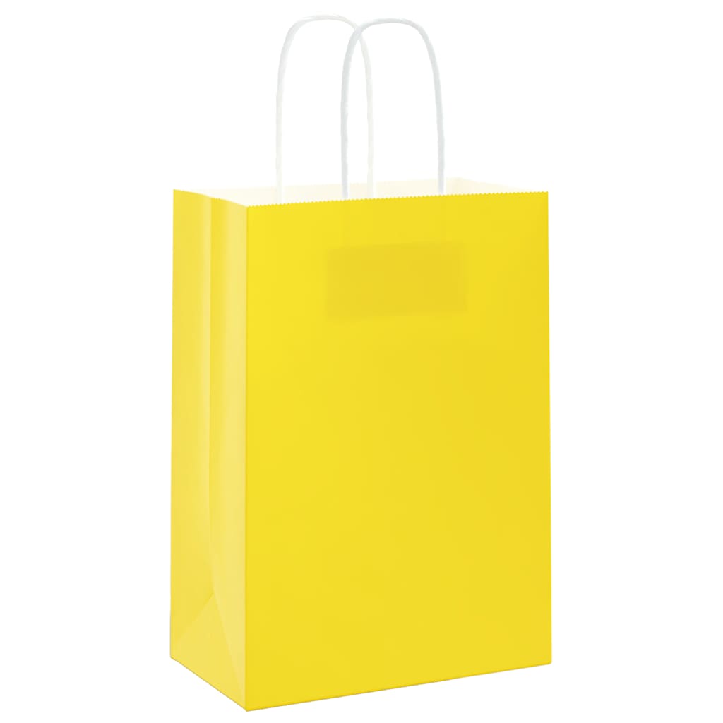 VidaXL sacs en papier 50 pcs avec poignées 15x8x21 cm jaune