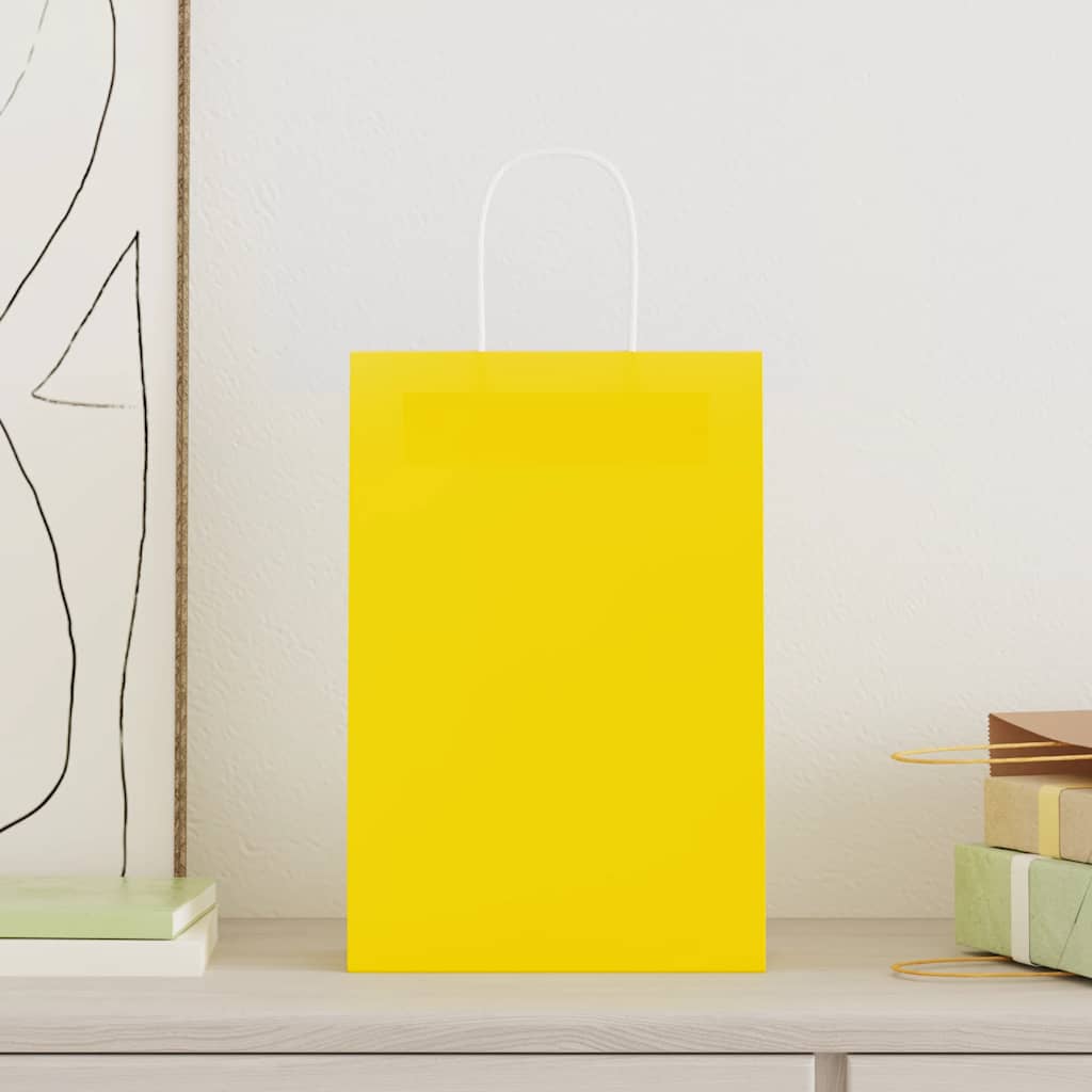 VidaXL sacs en papier 50 pcs avec poignées 21x11x31 cm jaune