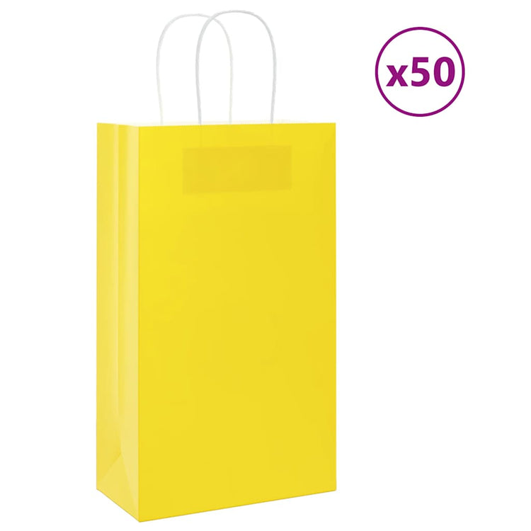 VidaXL sacs en papier 50 pcs avec poignées 21x11x36 cm jaune