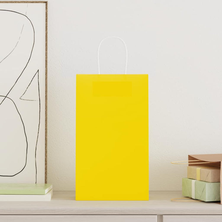 VidaXL sacs en papier 50 pcs avec poignées 21x11x36 cm jaune