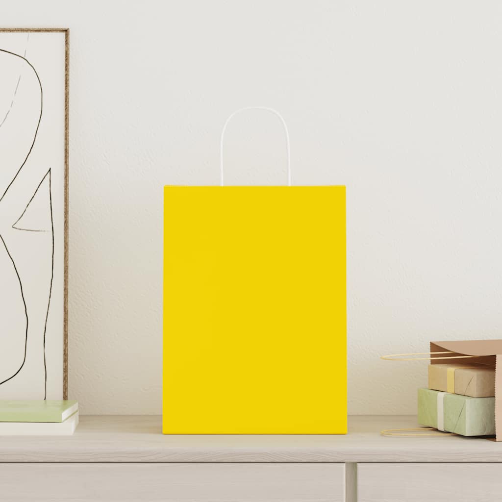 VidaXL sacs en papier 50 pcs avec poignées 26x12x35 cm jaune