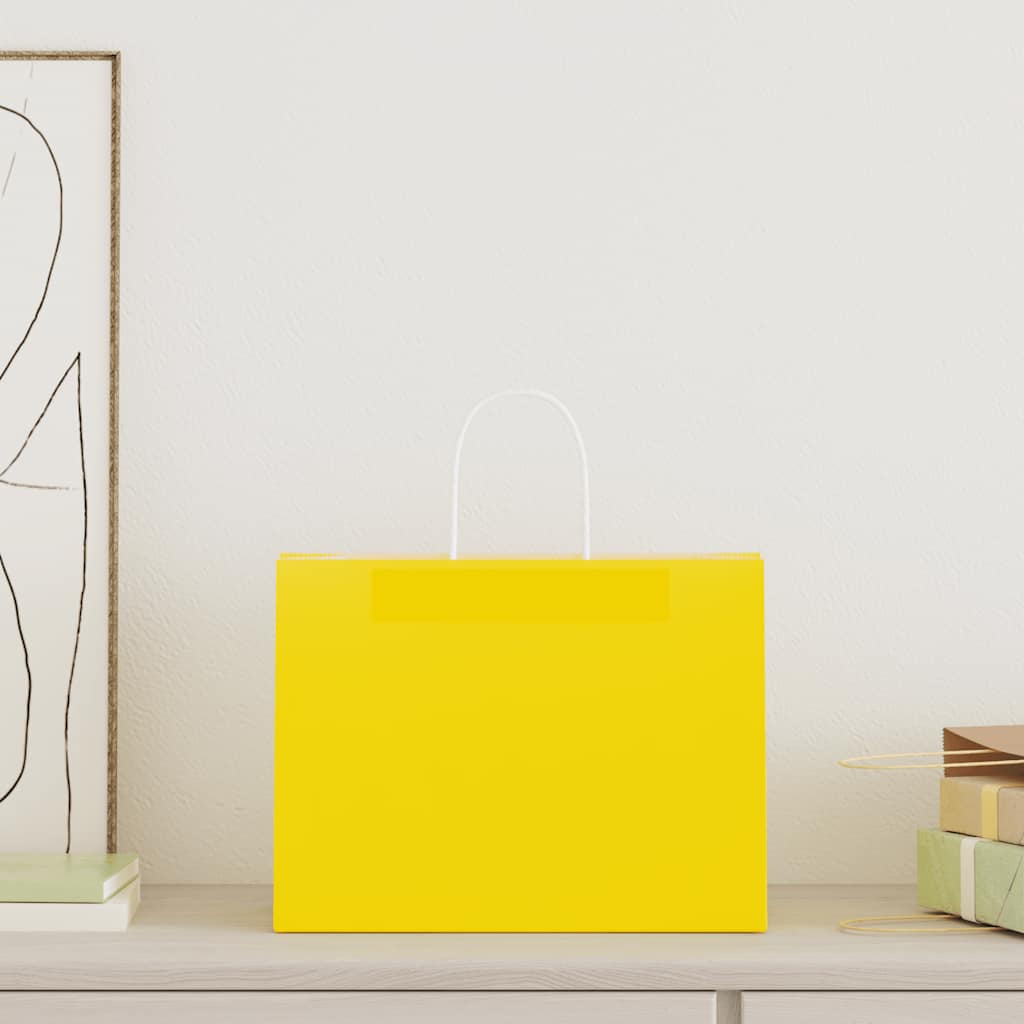 VidaXL sacs en papier 50 pcs avec poignées 32x17x25 cm jaune