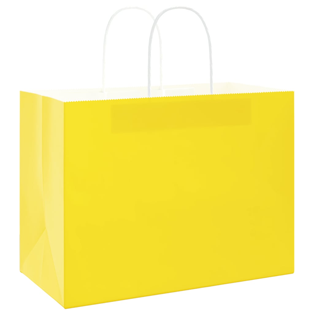 VidaXL sacs en papier 50 pcs avec poignées 32x17x25 cm jaune