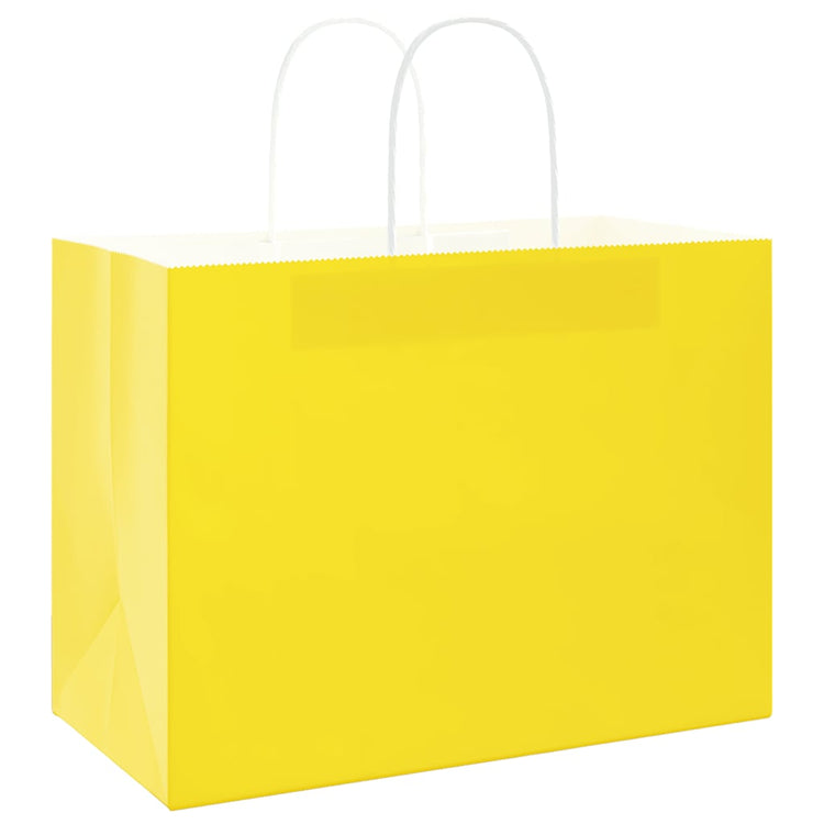VidaXL sacs en papier 50 pcs avec poignées 32x17x25 cm jaune