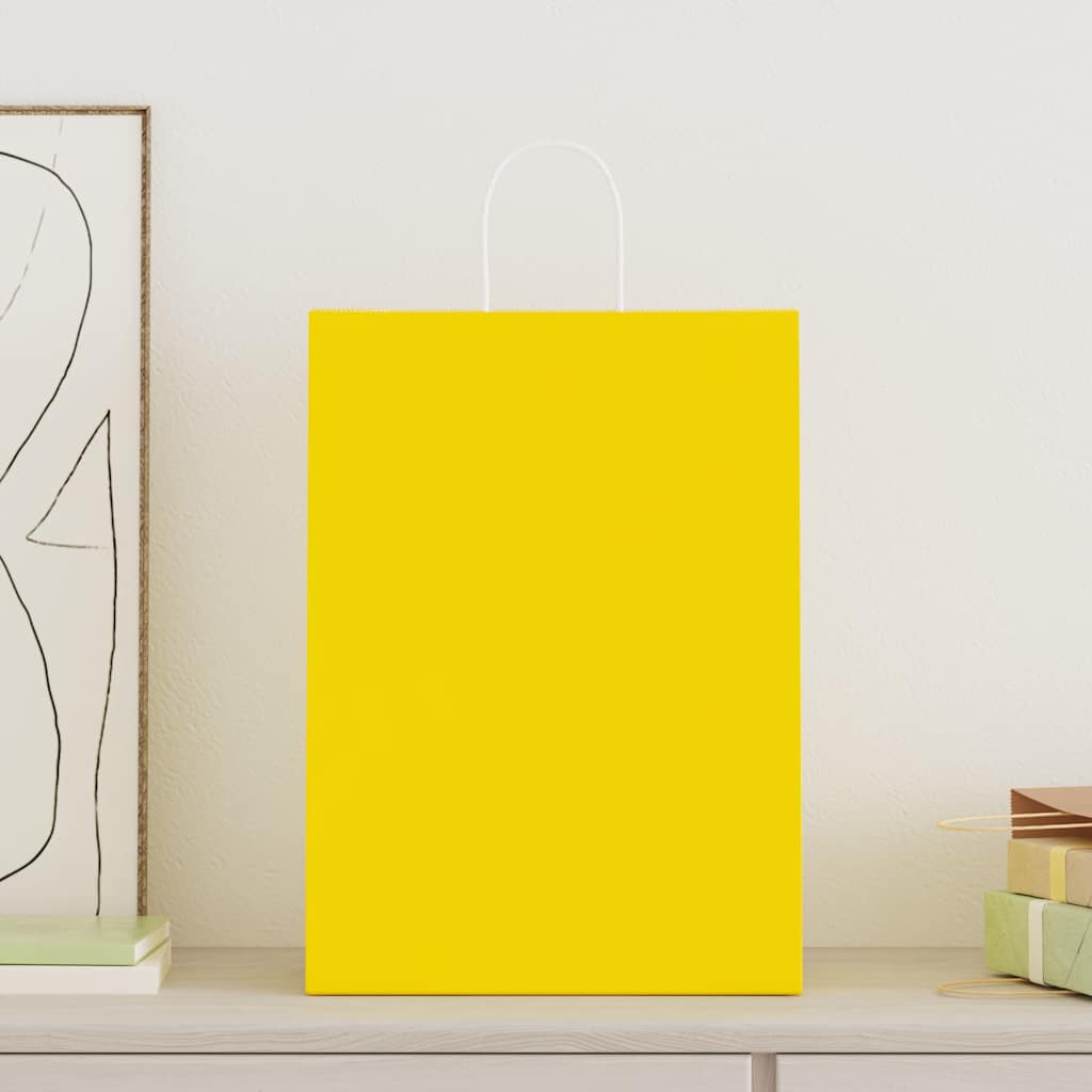 VidaXL sacs en papier 50 pcs avec poignées 32x17x44 cm jaune