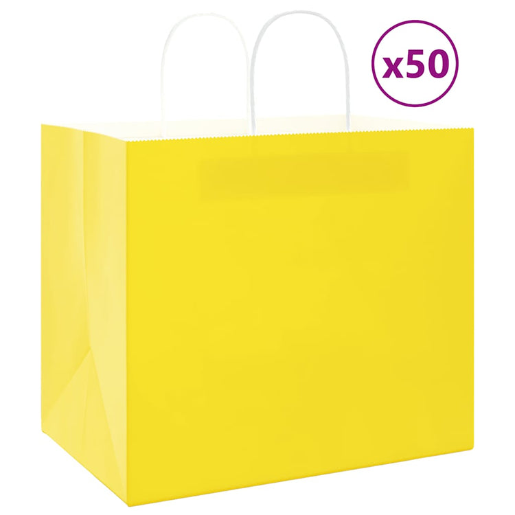 VidaXL sacs en papier 50 pcs avec poignées 32x22x28 cm jaune
