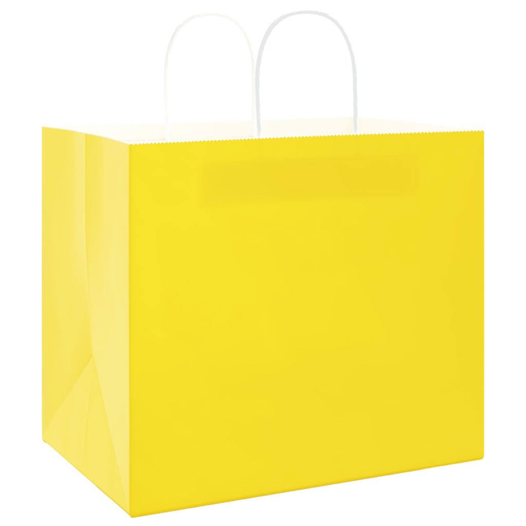 VidaXL sacs en papier 50 pcs avec poignées 32x22x28 cm jaune