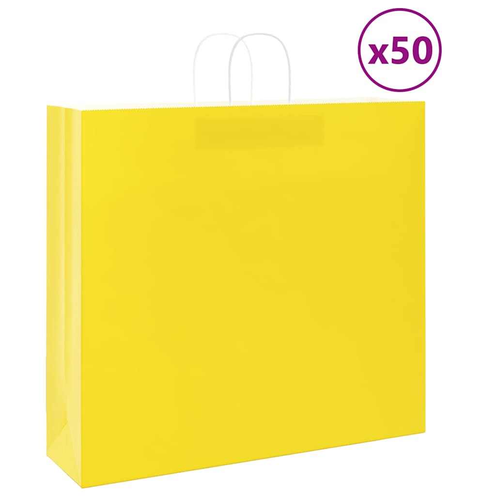 VidaXL sacs en papier 50 pcs avec poignées 54x15x49 cm jaune