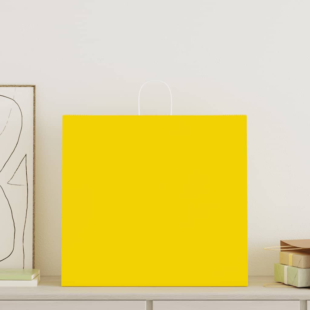 VidaXL sacs en papier 50 pcs avec poignées 54x15x49 cm jaune