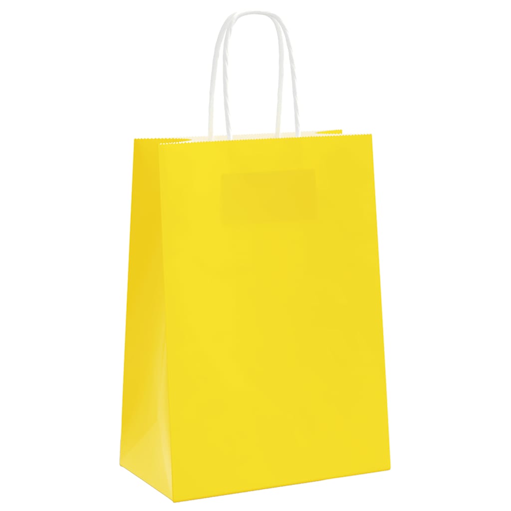 VidaXL sacs en papier 250 pcs avec poignées 15x8x21 cm jaune