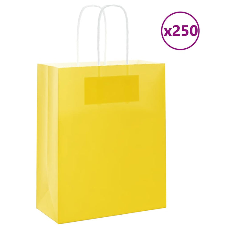 VidaXL sacs en papier 250 pcs avec poignées 18x8x22 cm jaune