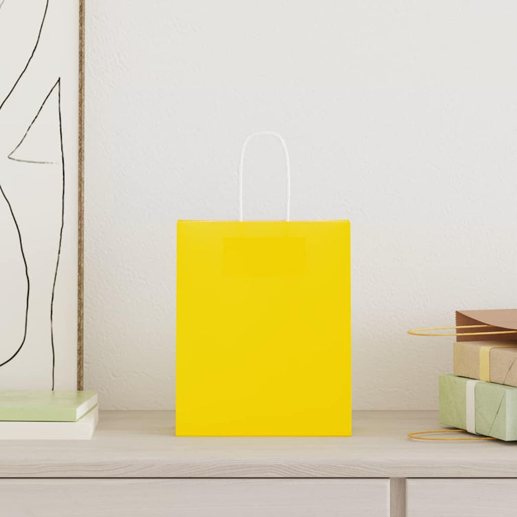 VidaXL sacs en papier 250 pcs avec poignées 18x8x22 cm jaune