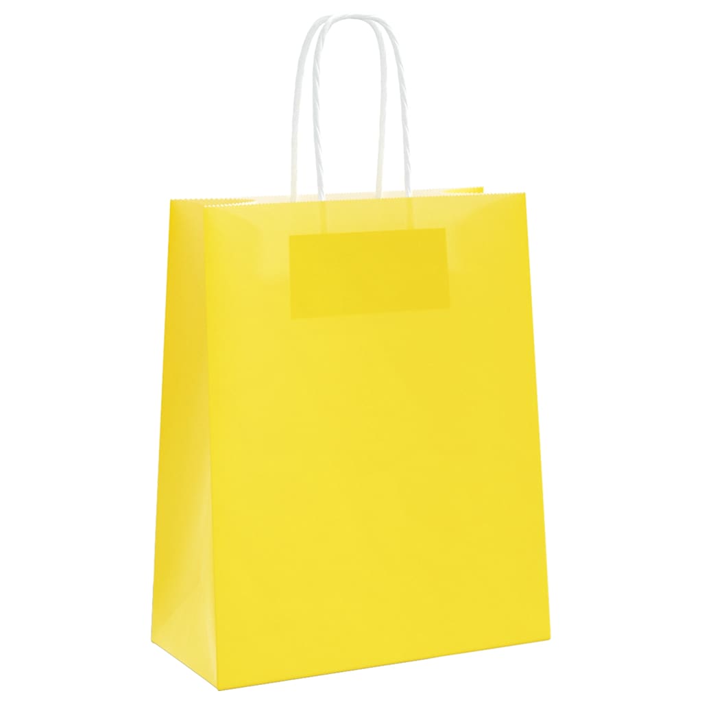 VidaXL sacs en papier 250 pcs avec poignées 18x8x22 cm jaune