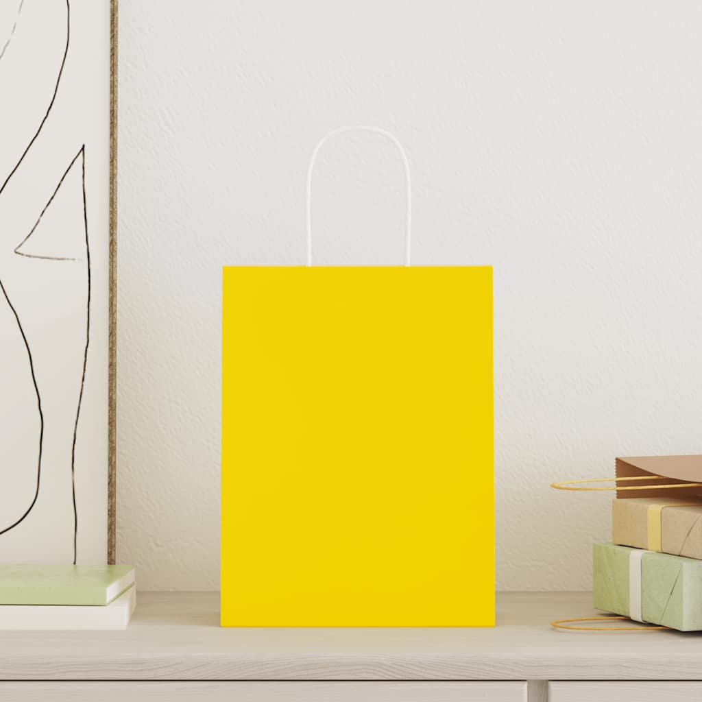 VidaXL sacs en papier 250 pcs avec poignées 21x11x28 cm jaune