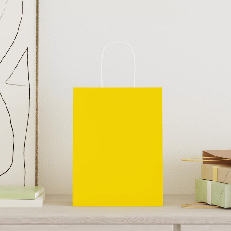 VidaXL sacs en papier 250 pcs avec poignées 21x11x28 cm jaune