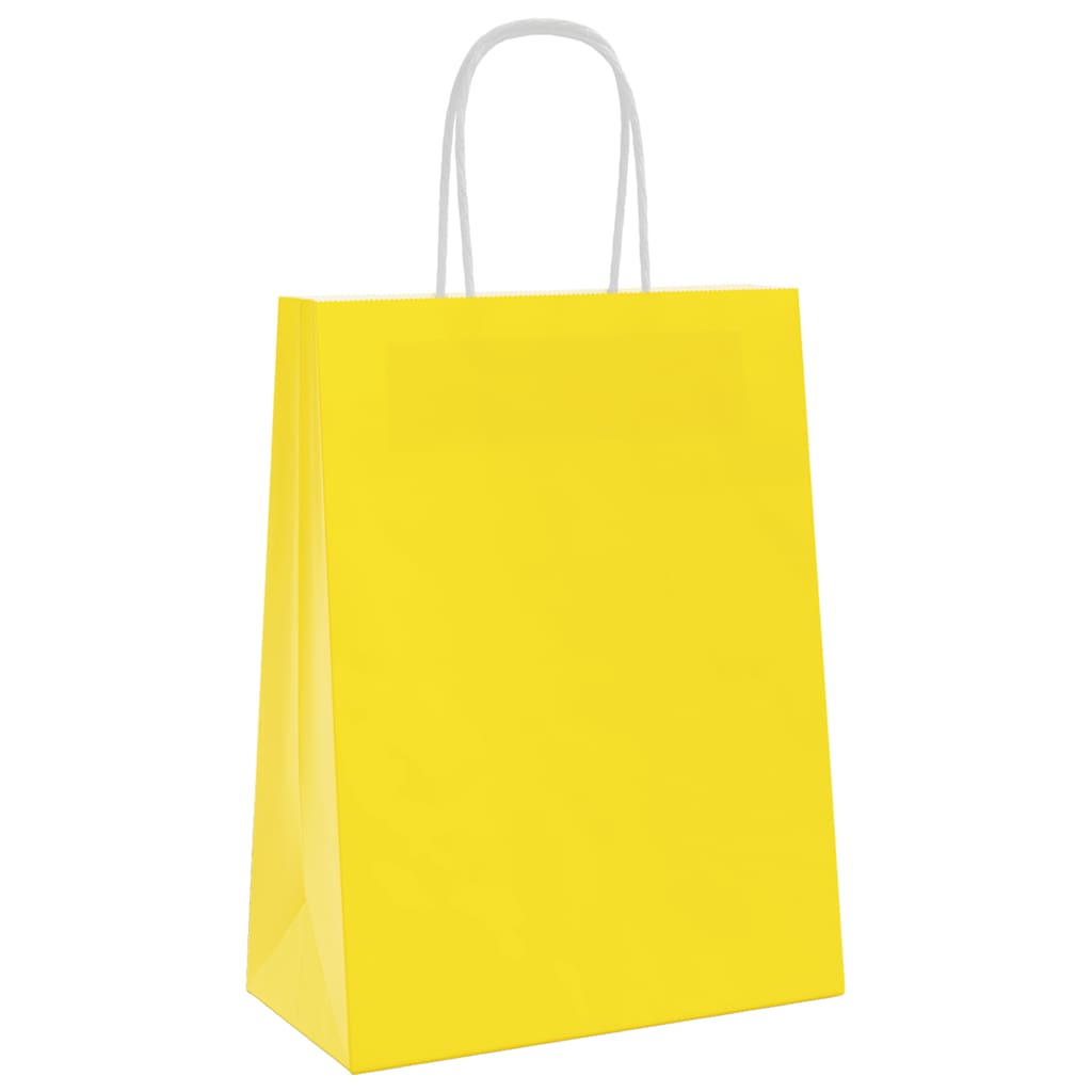 VidaXL sacs en papier 250 pcs avec poignées 21x11x28 cm jaune
