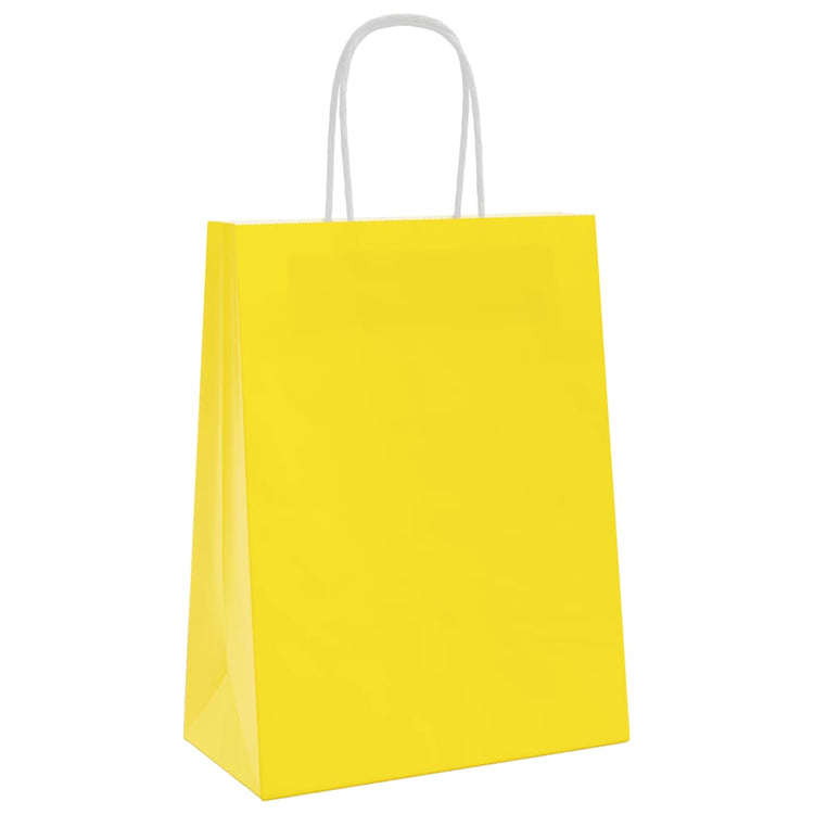 VidaXL sacs en papier 250 pcs avec poignées 21x11x28 cm jaune