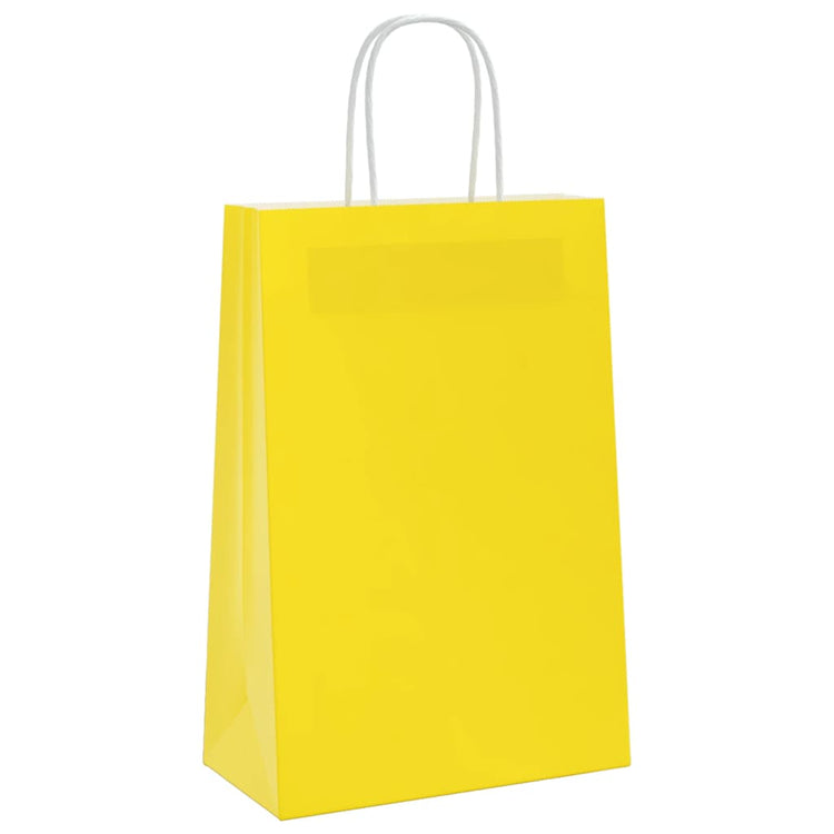 Vidaxxl sacs en papier 250 pcs avec poignées 21x11x31 cm jaune