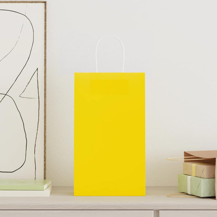 VidaXL sacs en papier 250 pcs avec poignées 21x11x36 cm jaune