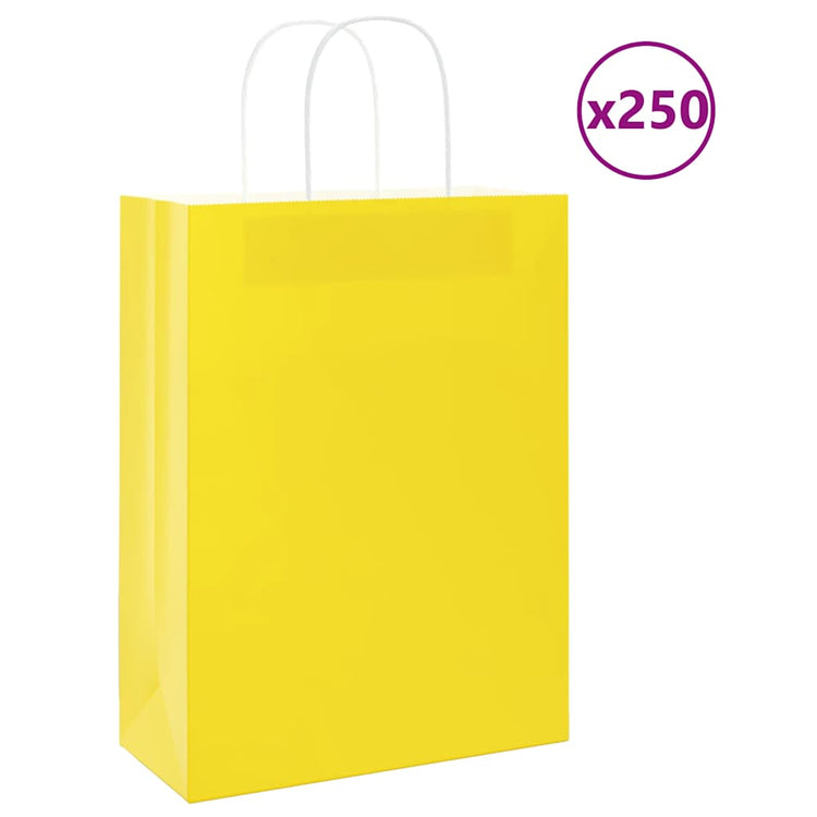 VidaXL sacs en papier 250 pcs avec poignées 26x12x35 cm jaune
