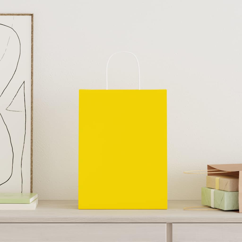 VidaXL sacs en papier 250 pcs avec poignées 26x12x35 cm jaune