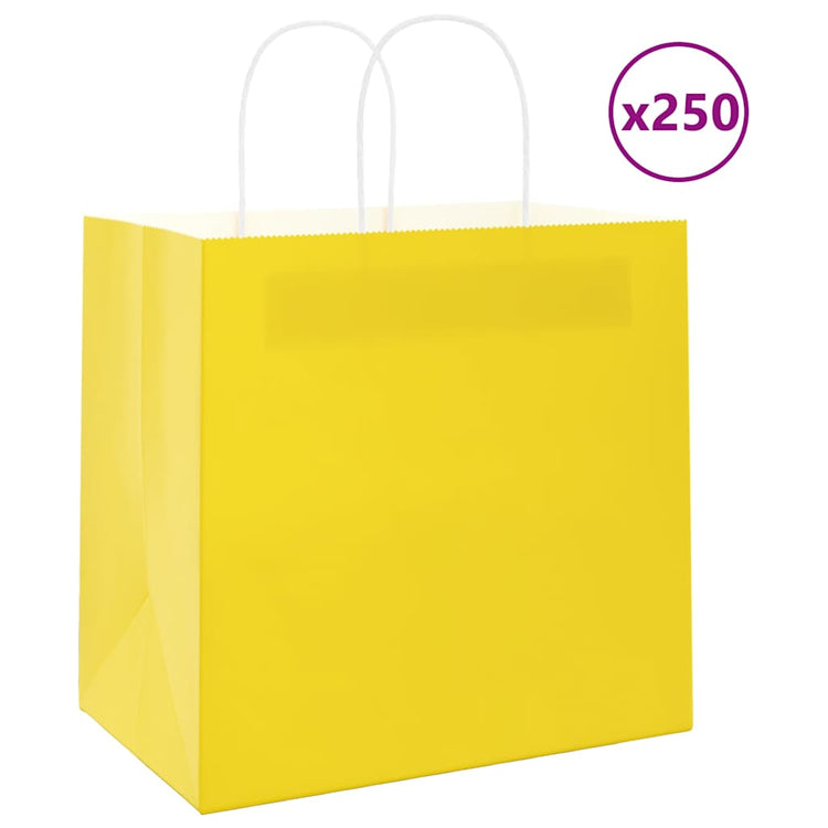 VidaXL sacs en papier 250 pcs avec poignées 26x17x25 cm jaune