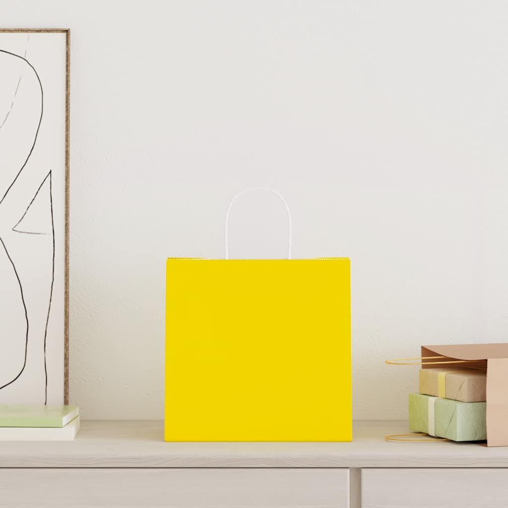 VidaXL sacs en papier 250 pcs avec poignées 26x17x25 cm jaune