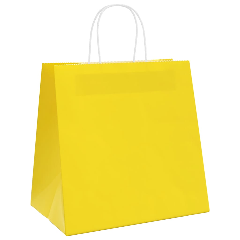 VidaXL sacs en papier 250 pcs avec poignées 26x17x25 cm jaune