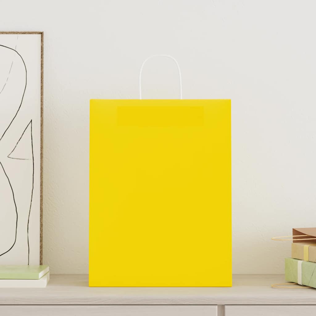 VidaXL sacs en papier 250 pcs avec poignées 32x12x42 cm jaune