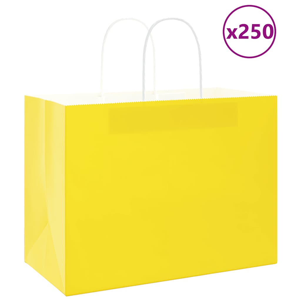 VidaXL sacs en papier 250 pcs avec poignées 32x17x25 cm jaune