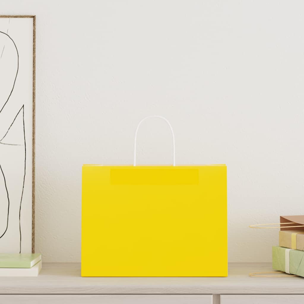 VidaXL sacs en papier 250 pcs avec poignées 32x17x25 cm jaune