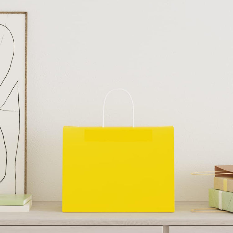 VidaXL sacs en papier 250 pcs avec poignées 32x17x25 cm jaune