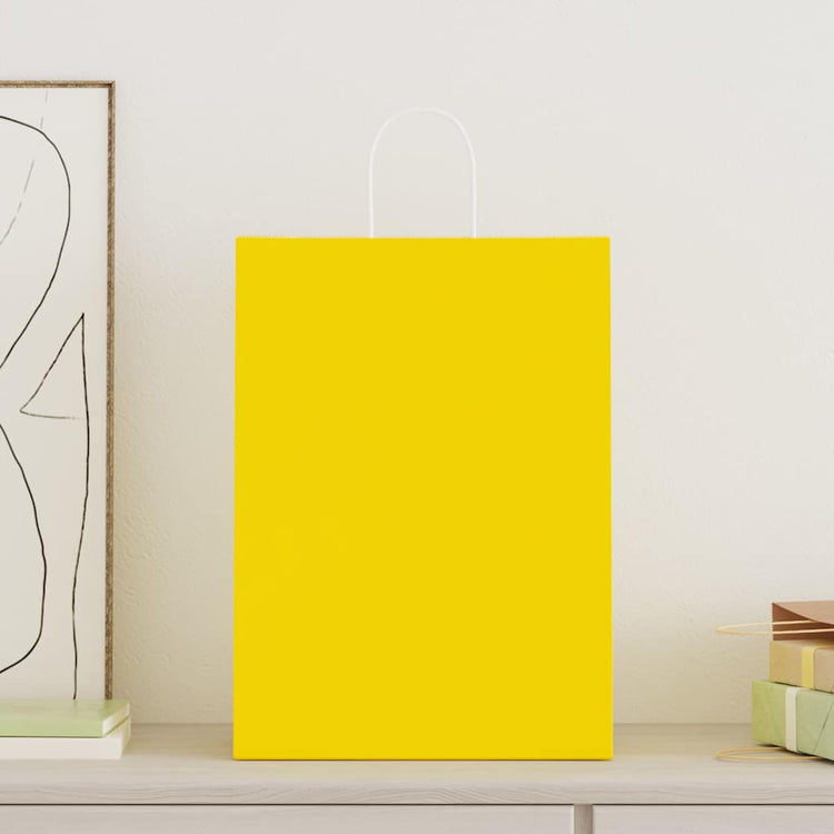 VidaXL sacs en papier 250 pcs avec poignées 32x17x44 cm jaune