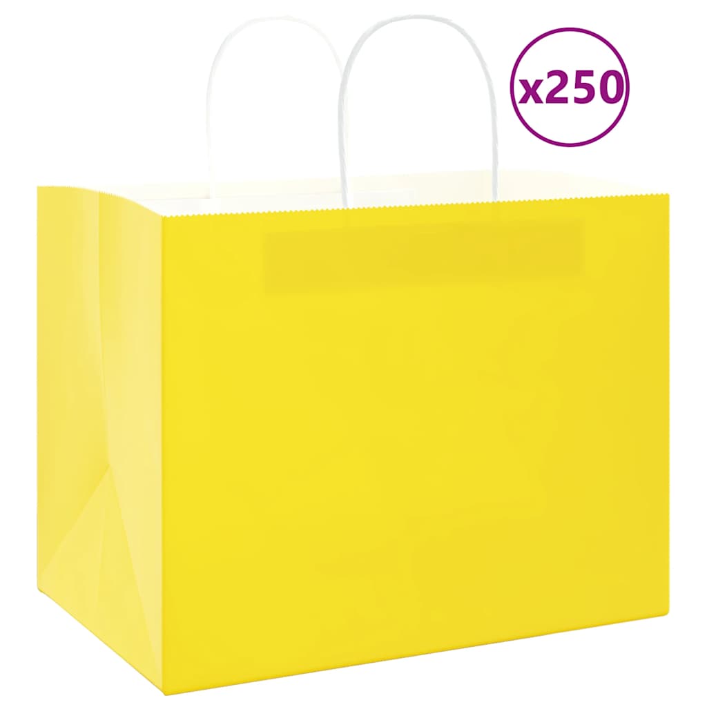 VidaXL sacs en papier 250 pcs avec poignées 32x22x24 cm jaune